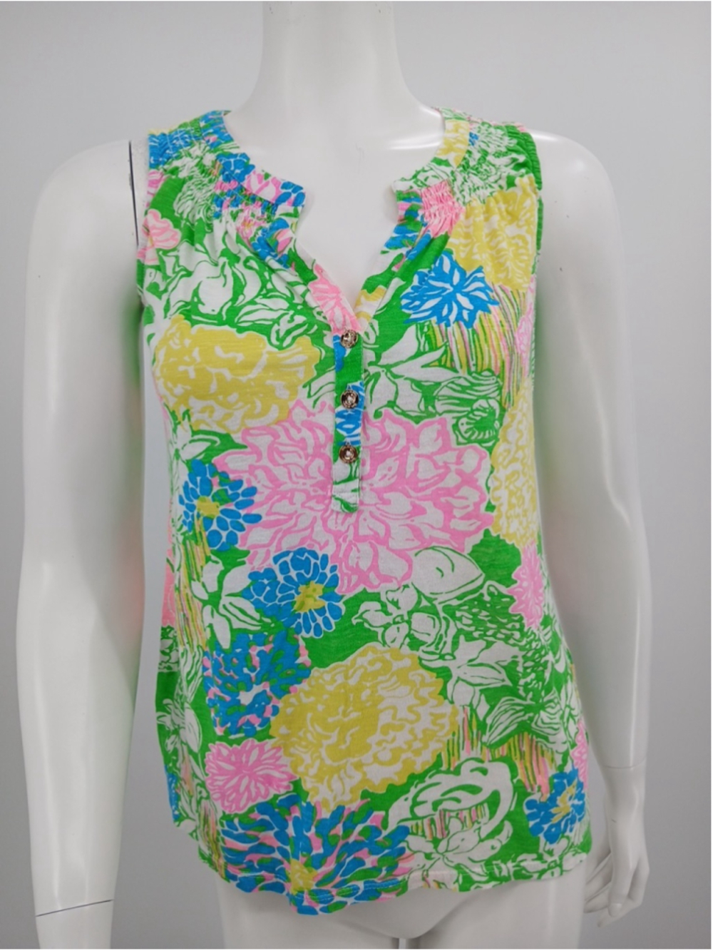 Lilly Pulitzer Tank Top Womens Small Floral Sleeveless Summer Pullover Shirt